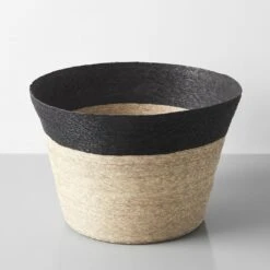 Black Band Tall Floor Basket
