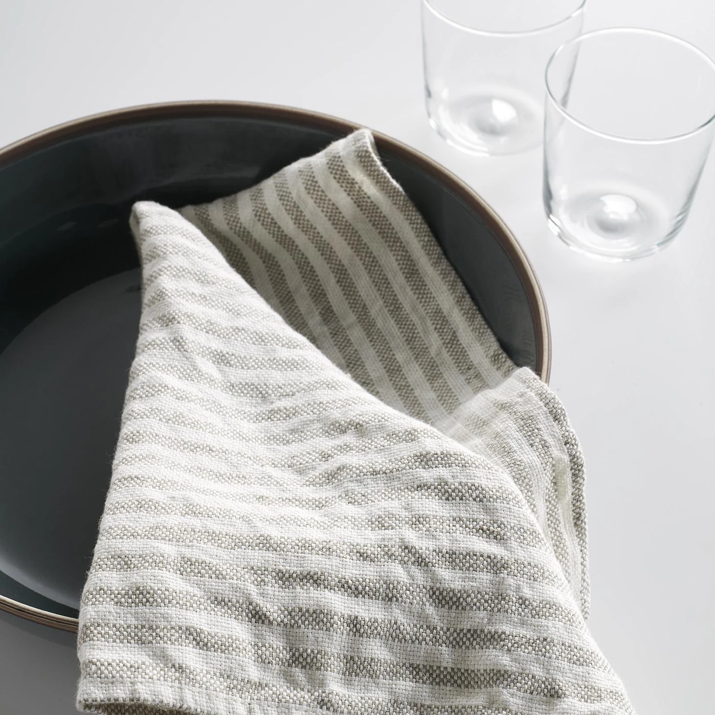 Oxford Stripe Natural Linen Teatowel - Image 6