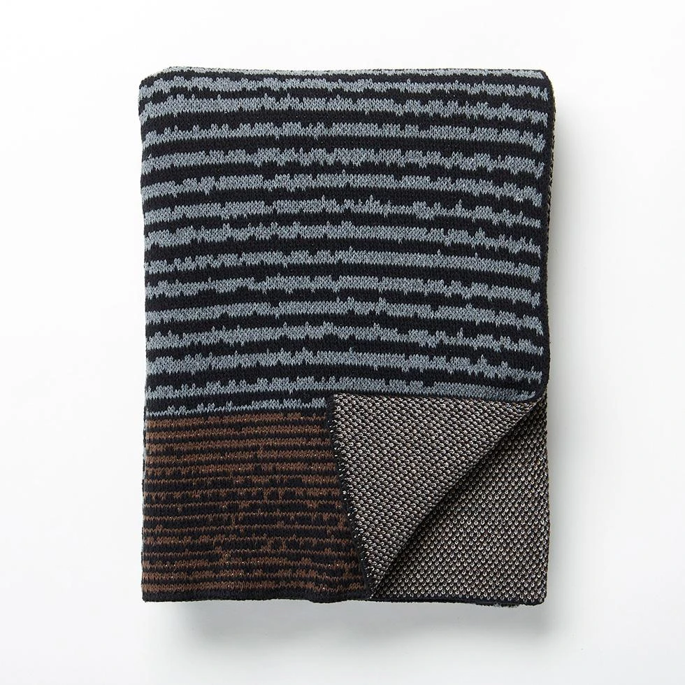 Strata Black Knit Throw Blanket