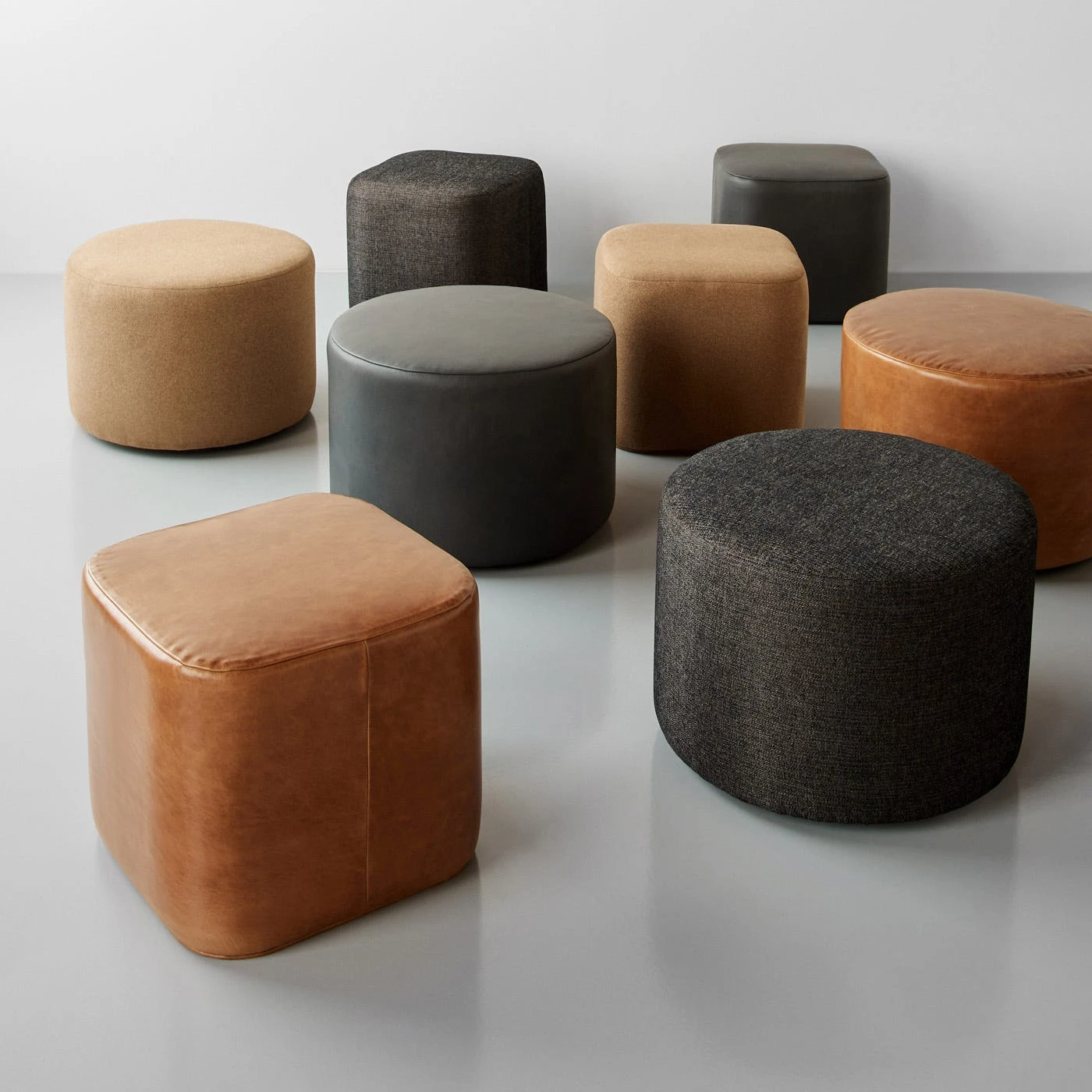 Block Graphite Leather Ottoman - Image 7