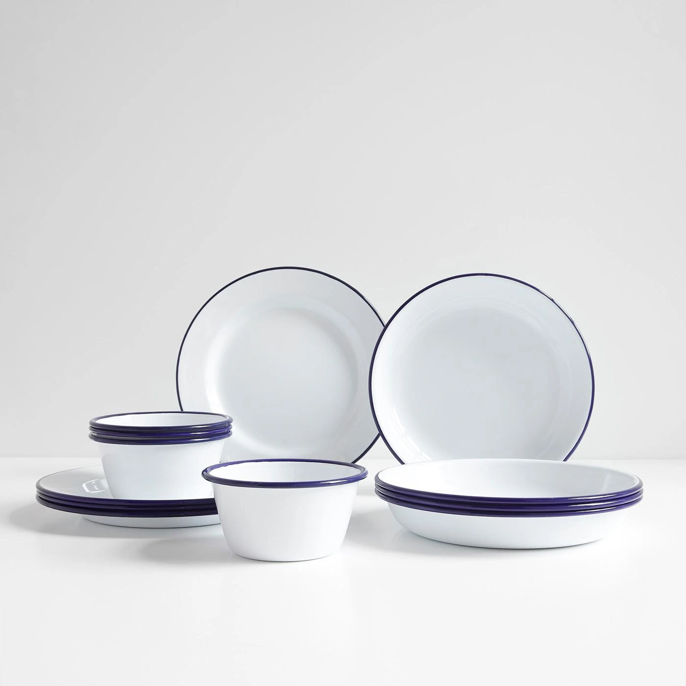 Falcon White Enamelware Deep Plates Set Of 4 - Image 3