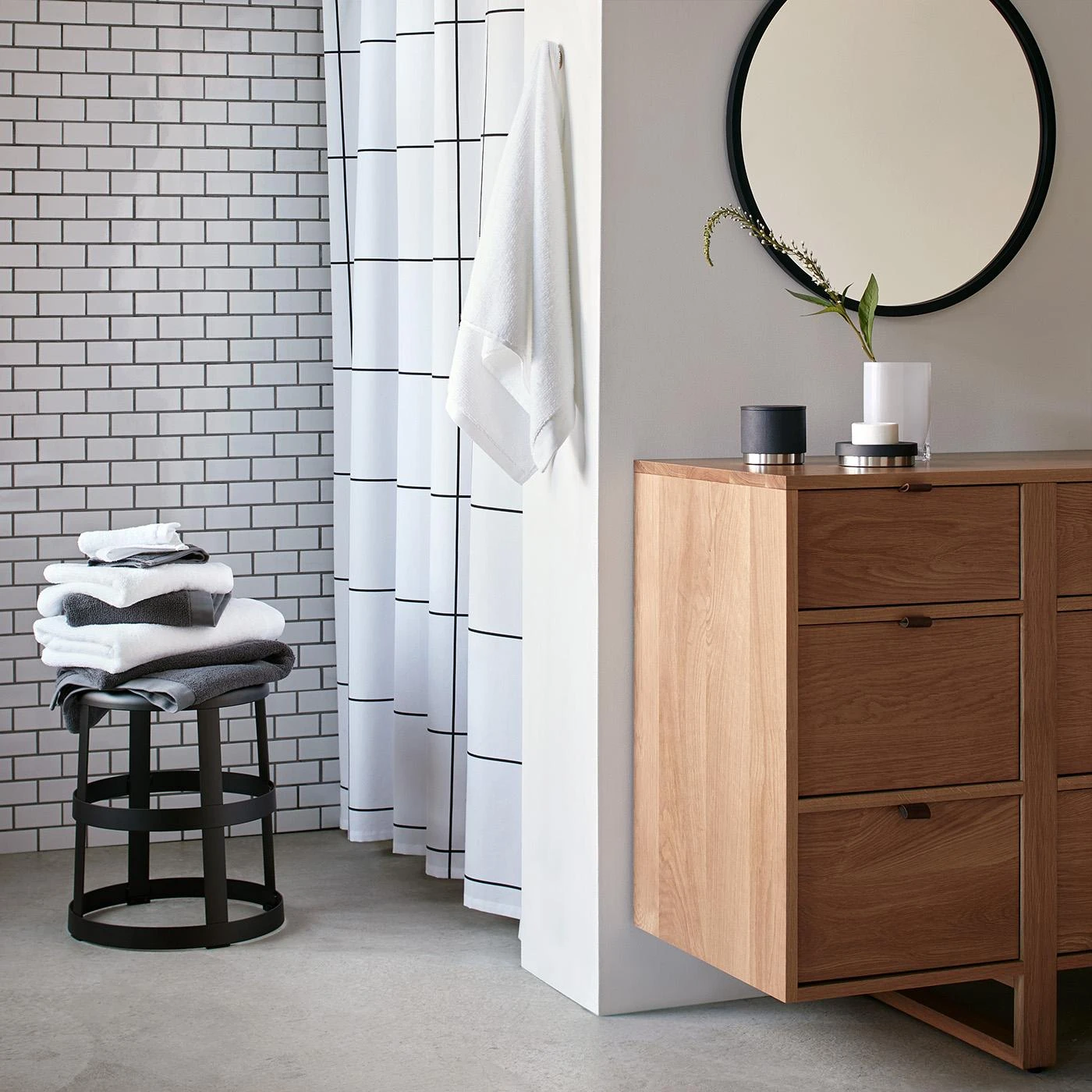 Grid Black Shower Curtain - Image 3