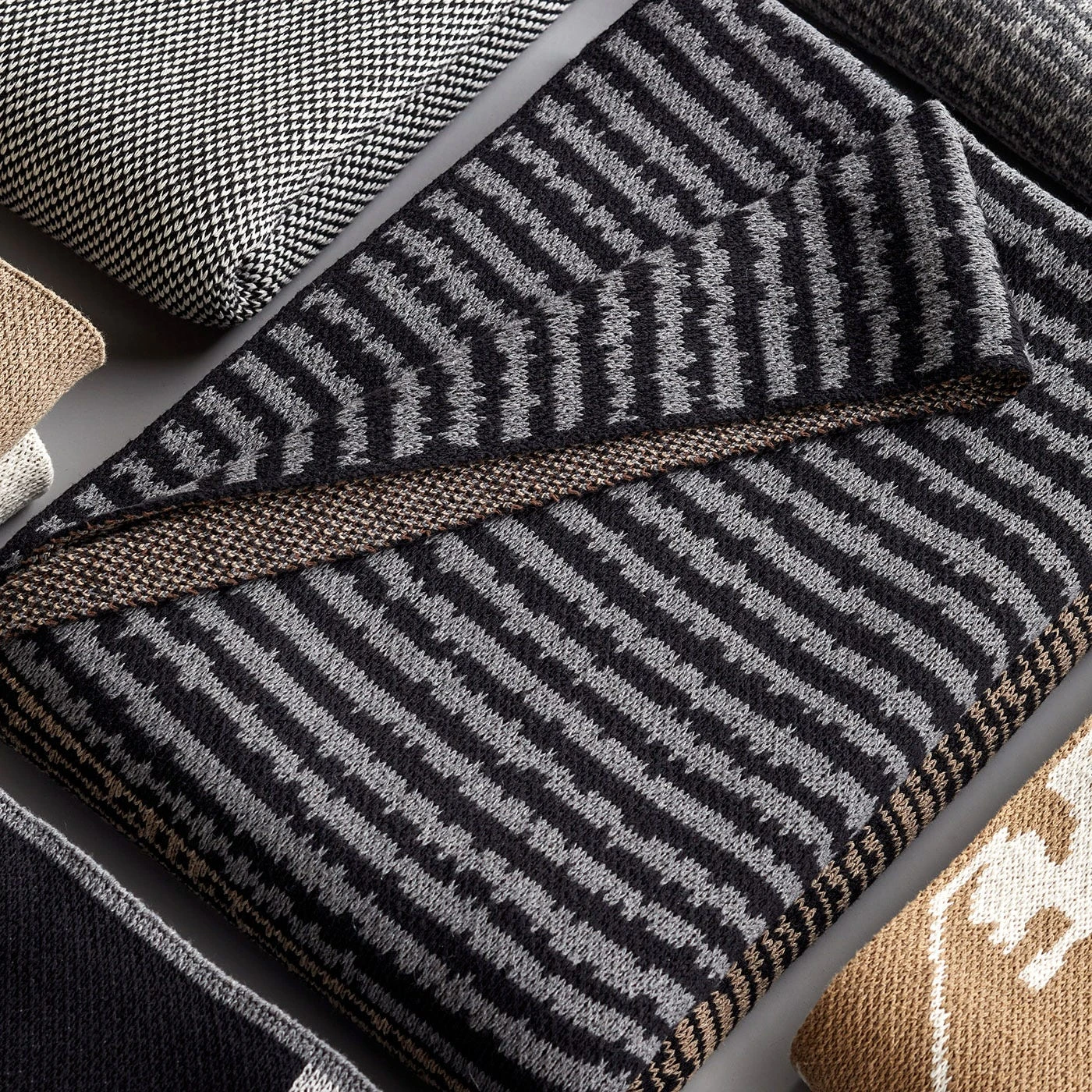 Strata Black Knit Throw Blanket - Image 4