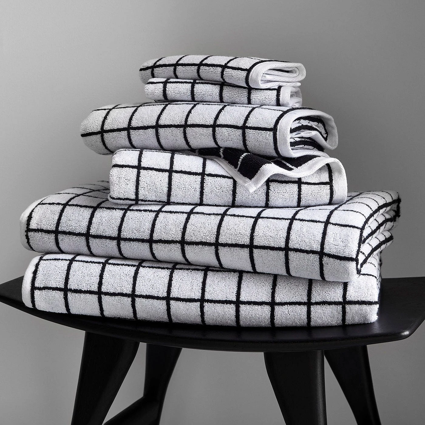 Mini Grid Black Hand Towel - Image 7