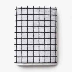 Mini Grid Black Bath Towel