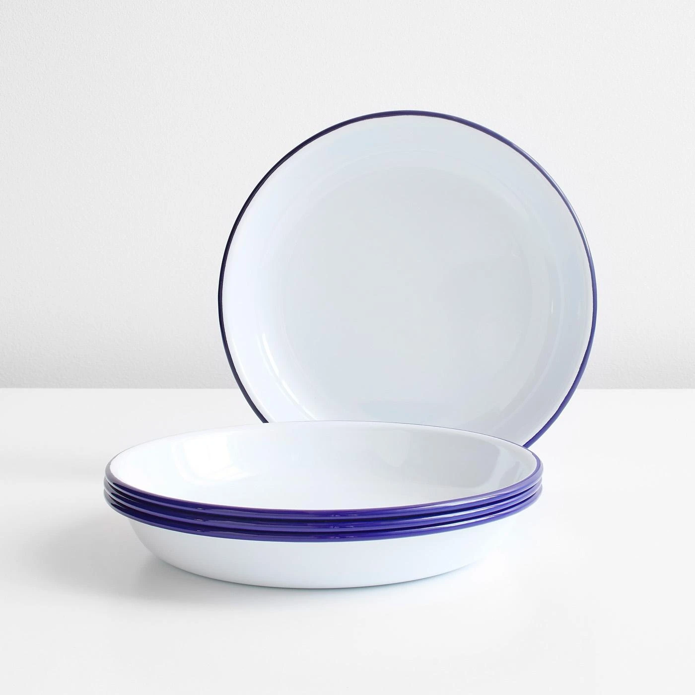 Falcon White Enamelware Deep Plates Set Of 4