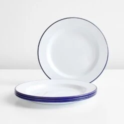 Falcon White Enamelware Plates Set Of 4