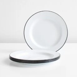 Falcon Black Enamelware Plates Set Of 4