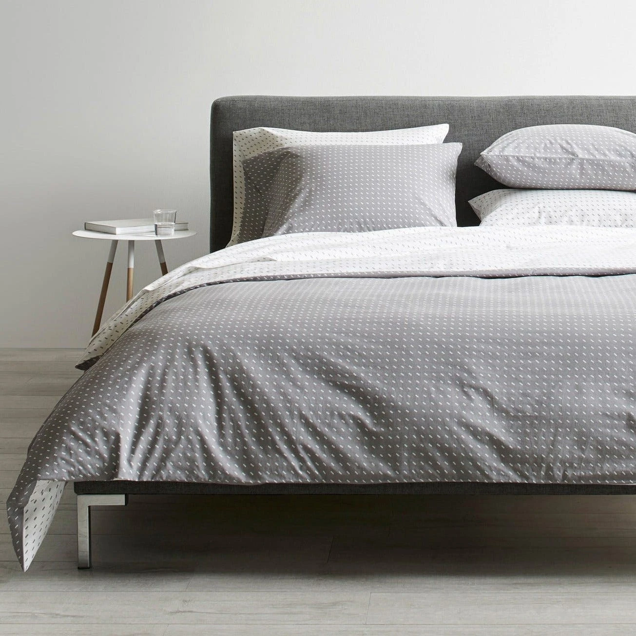 Stitch Pewter + White Reversible Duvet Cover