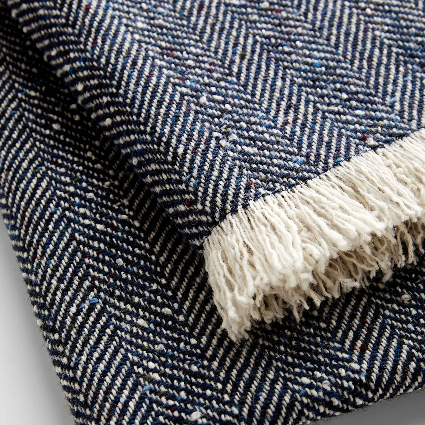 Herringbone Blue Woad Throw Blanket - Image 4