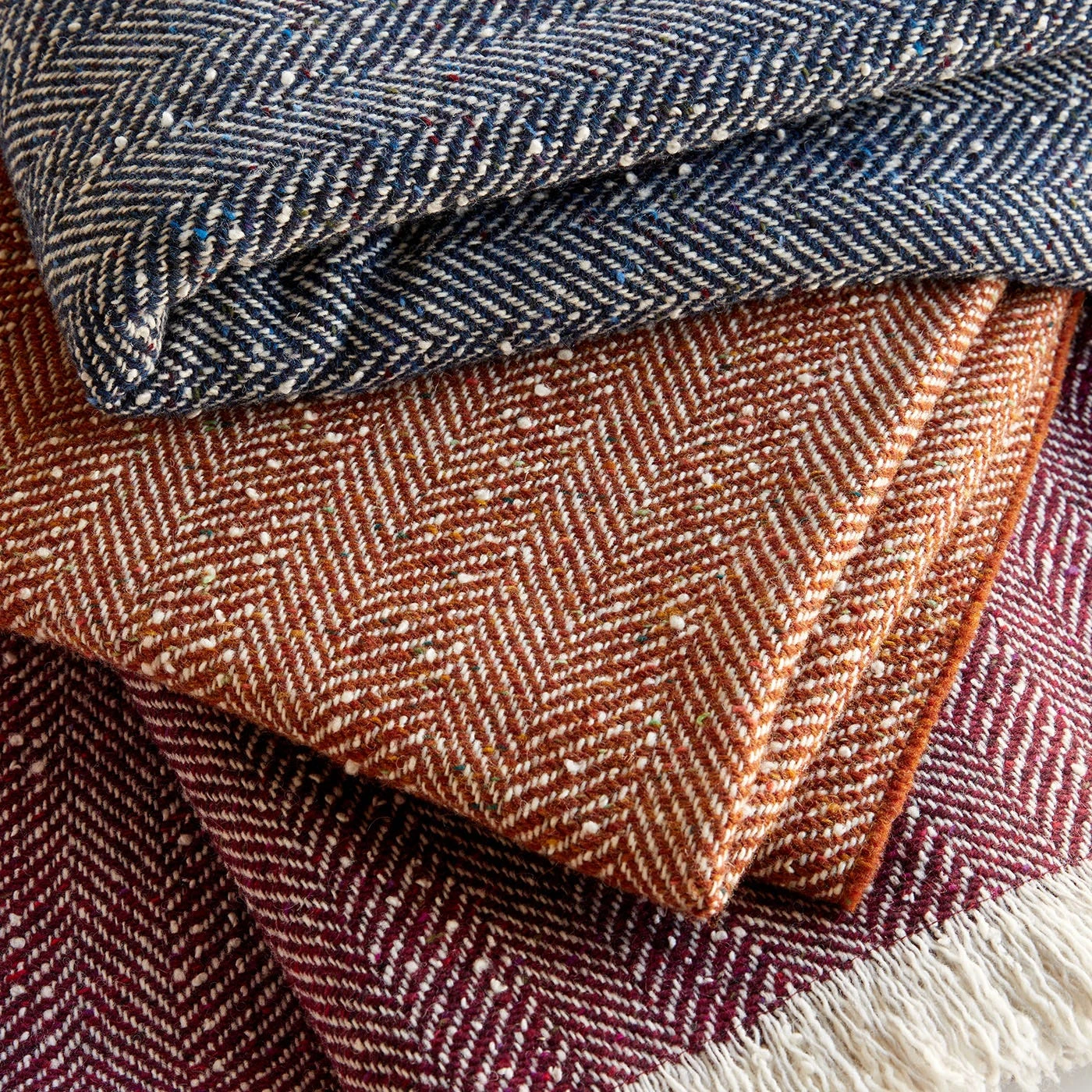 Herringbone Blue Woad Throw Blanket - Image 6