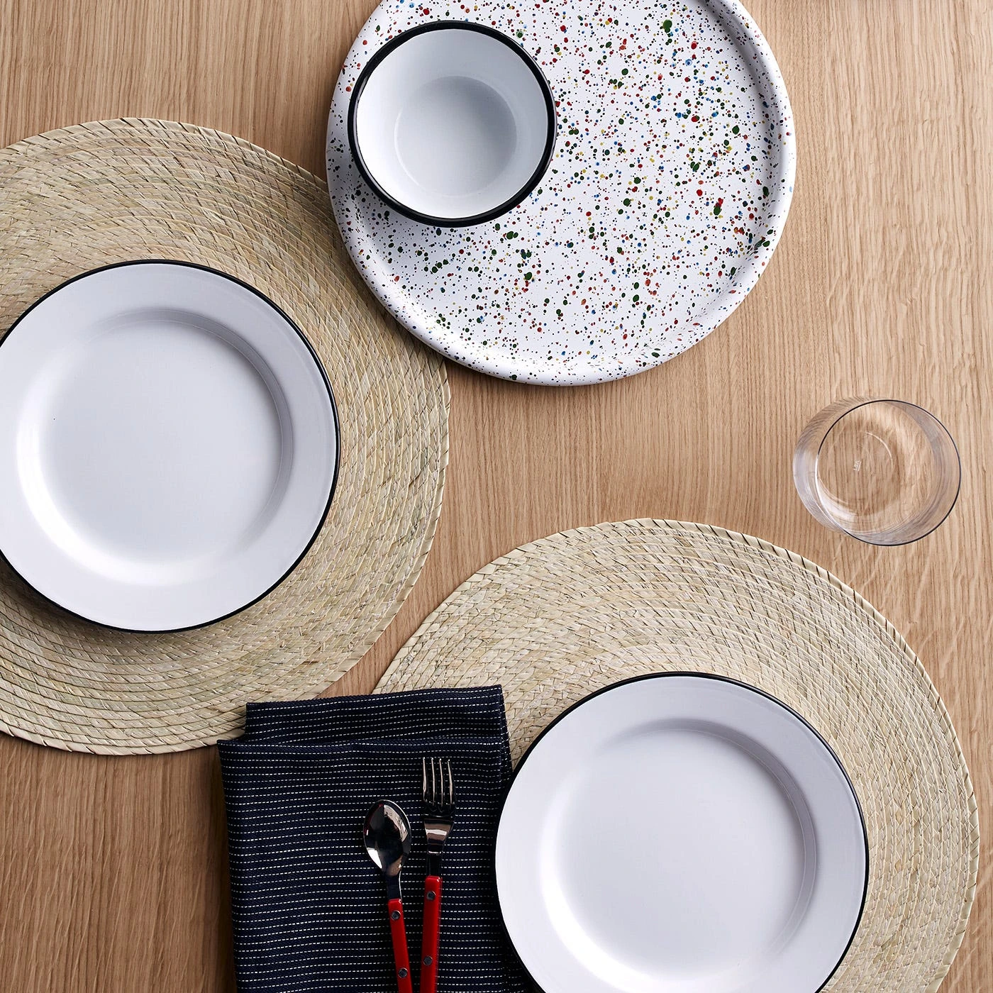 Rainbow Falls White Enamelware Round Tray 12" - Image 9