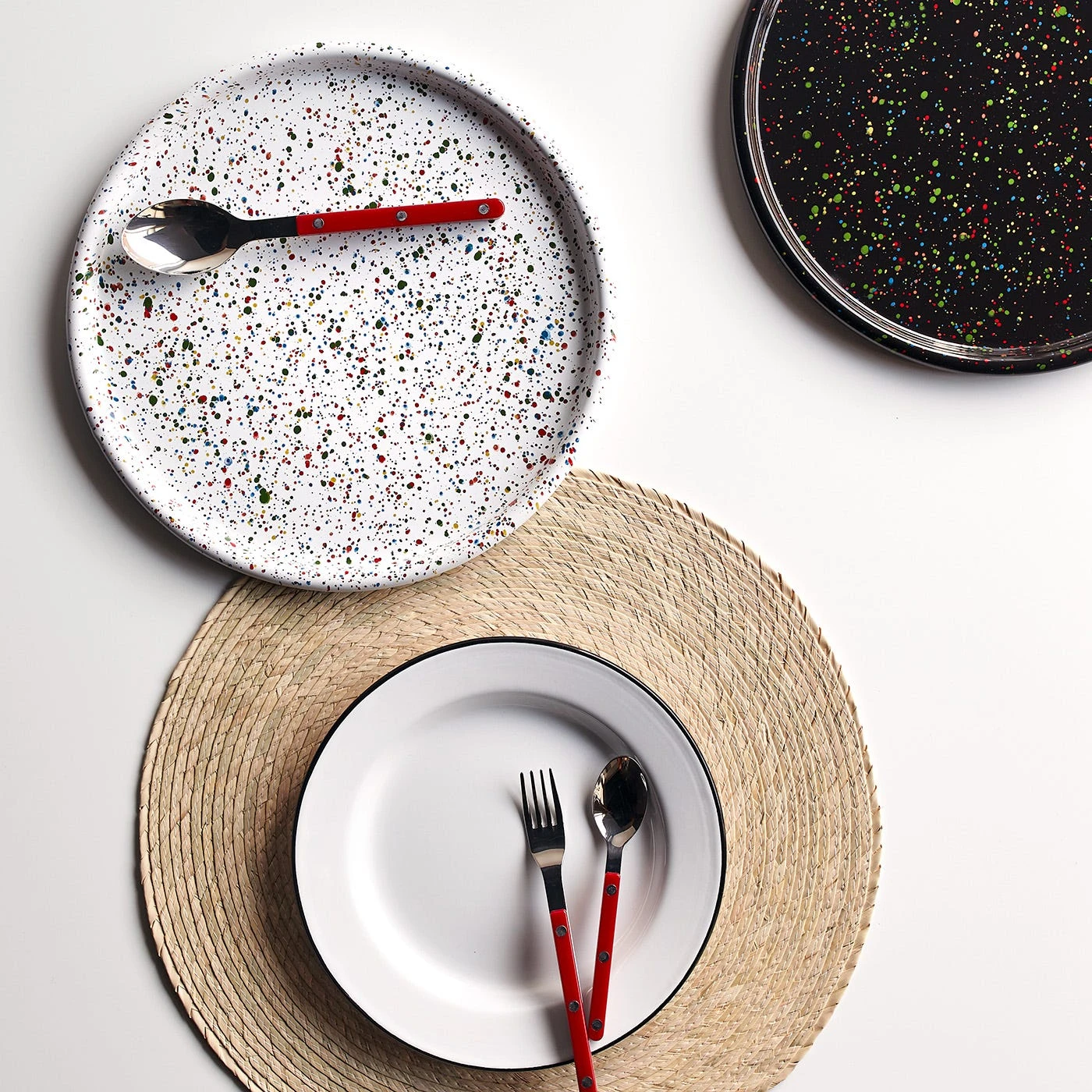 Rainbow Falls White Enamelware Round Tray 12" - Image 8