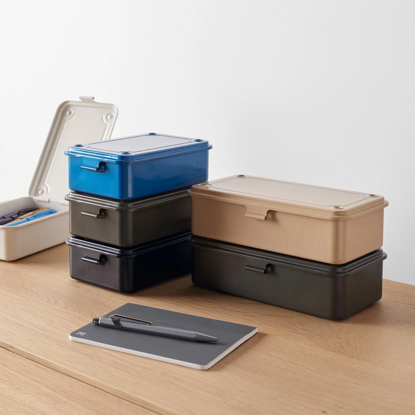 Toyo Steel Beige Stackable Storage Box 7.9" - Image 9