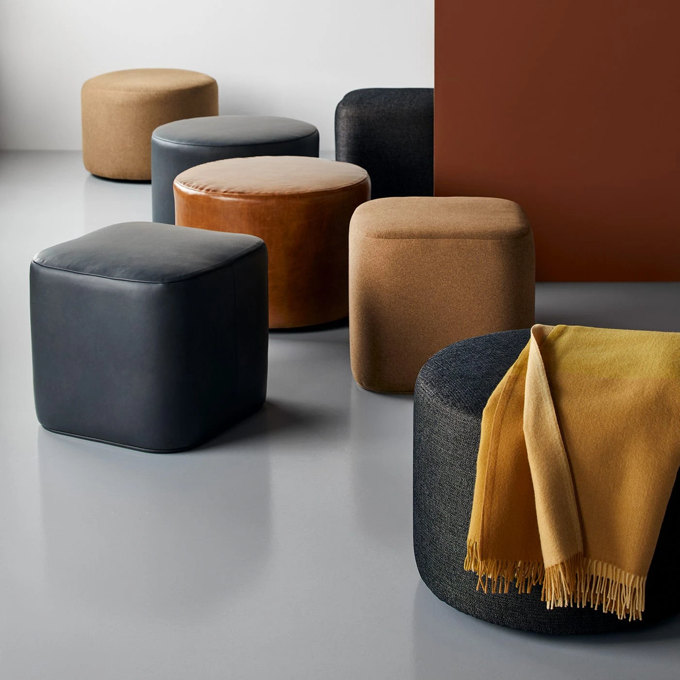 Block Graphite Leather Ottoman - Image 9